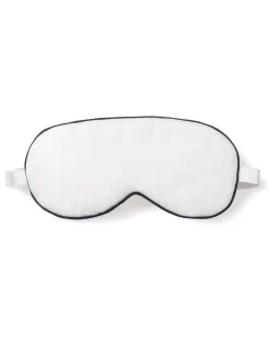 Women Petite Plume Adult's Twill Sleep Mask in White with Navy Piping