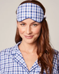 Women Petite Plume Adult's Twill Sleep Mask in Royal Blue Gingham