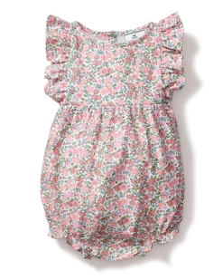 Petite Plume Baby Twill Ruffled Romper in Fleurs de Rose