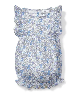 Petite Plume Baby Twill Ruffled Romper in Fleurs de Rose