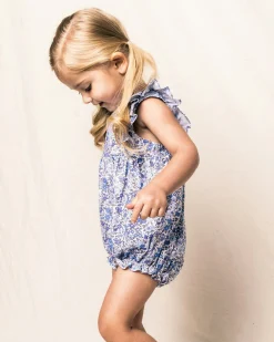 Petite Plume Baby Twill Ruffled Romper in Fleurs de Rose