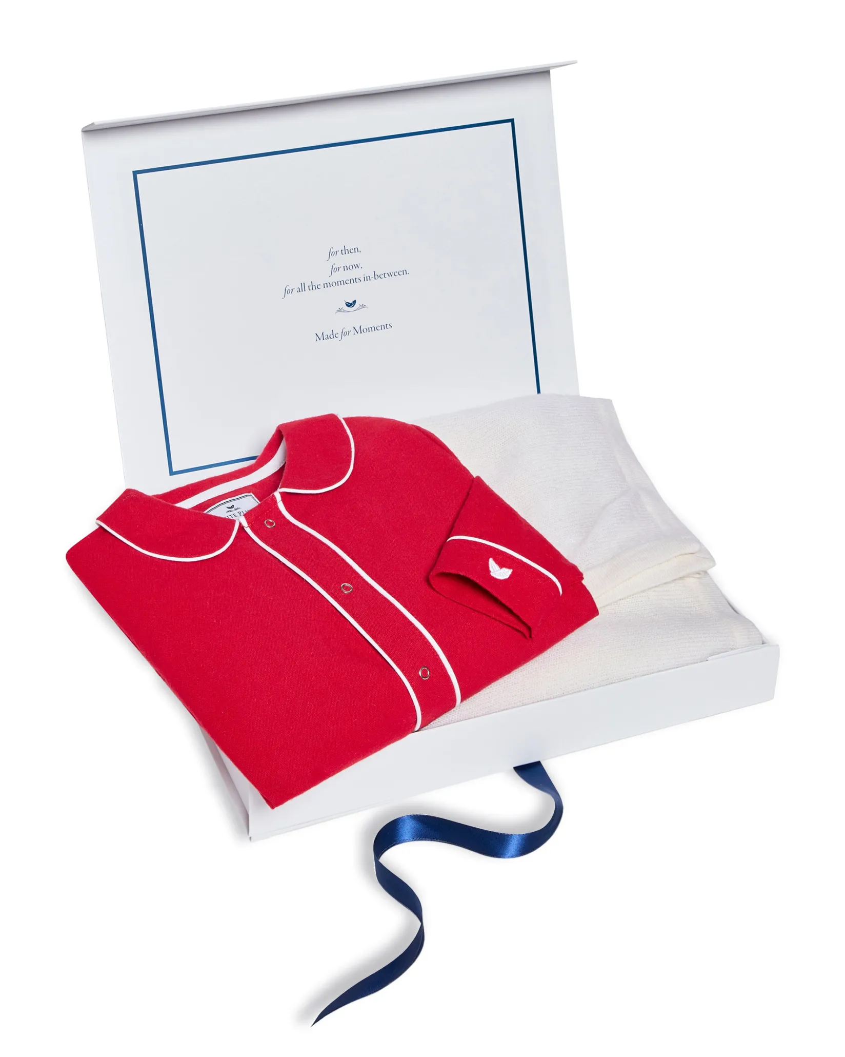 Petite Plume Baby's Flannel Cambridge Romper & Cashmere Blanket Gift Set