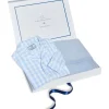Petite Plume Baby's Light Blue Gingham Classic Romper & Cashmere Blanket Gift Set