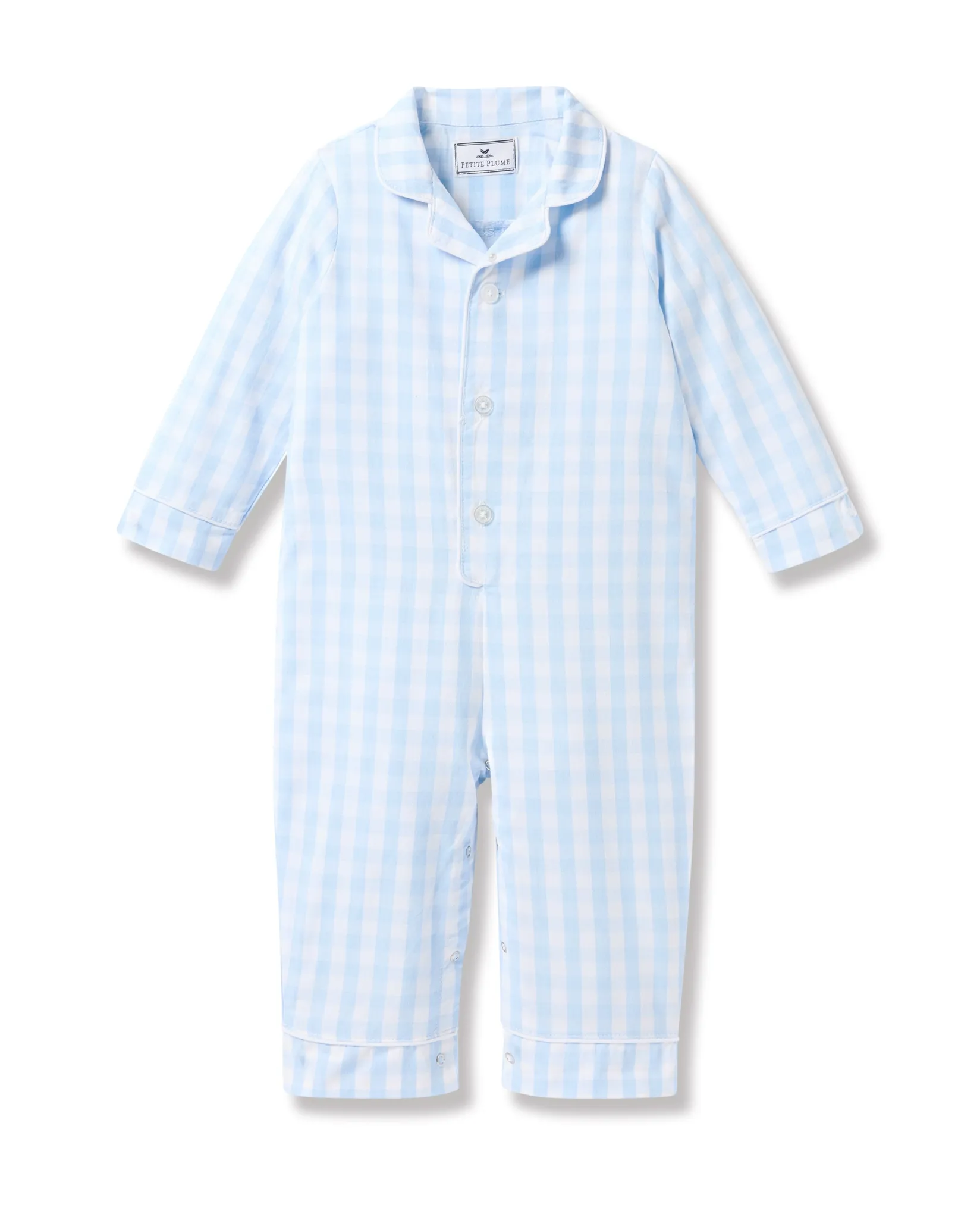 Petite Plume Baby's Light Blue Gingham Classic Romper & Cashmere Blanket Gift Set