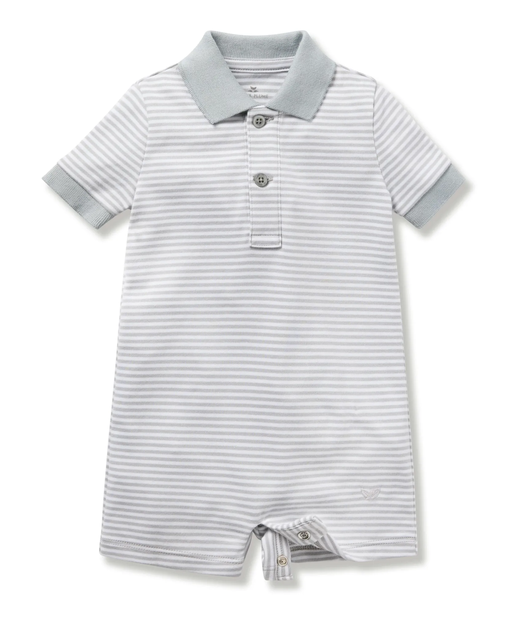 Petite Plume Baby's Pima Louis Play Romper in Navy Stripes