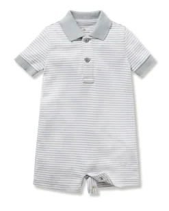 Petite Plume Baby's Pima Louis Play Romper in Grey Stripes