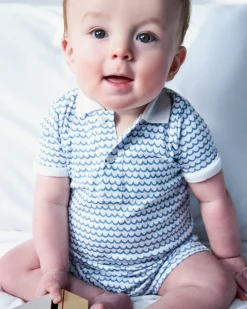 Petite Plume Baby's Pima Louis Play Romper in Grey Stripes