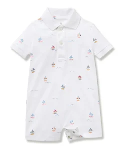 Petite Plume Baby's Pima Louis Play Romper in Grey Stripes
