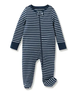 Petite Plume Baby's Pima Romper in Navy Stripes
