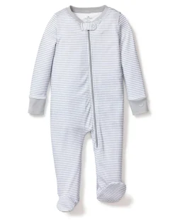 Petite Plume Baby's Pima Romper in Navy Stripes