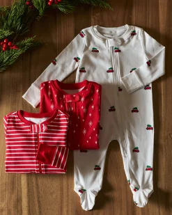 Petite Plume Baby's Pima Romper in Red Stripe