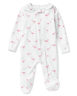 Petite Plume Baby's Pima Ruffle Collar Romper in Blushing Bows