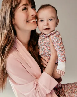 Petite Plume Baby's Pima Ruffle Collar Romper in Fleurs des Bois