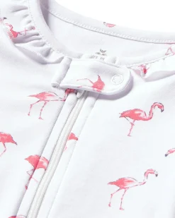 Petite Plume Baby's Pima Ruffle Collar Romper in Cherry Orchard