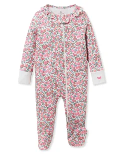 Petite Plume Baby's Pima Ruffle Collar Romper in Fleur D'Azur