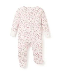 Petite Plume Baby's Pima Ruffle Collar Romper in Fleur D'Azur