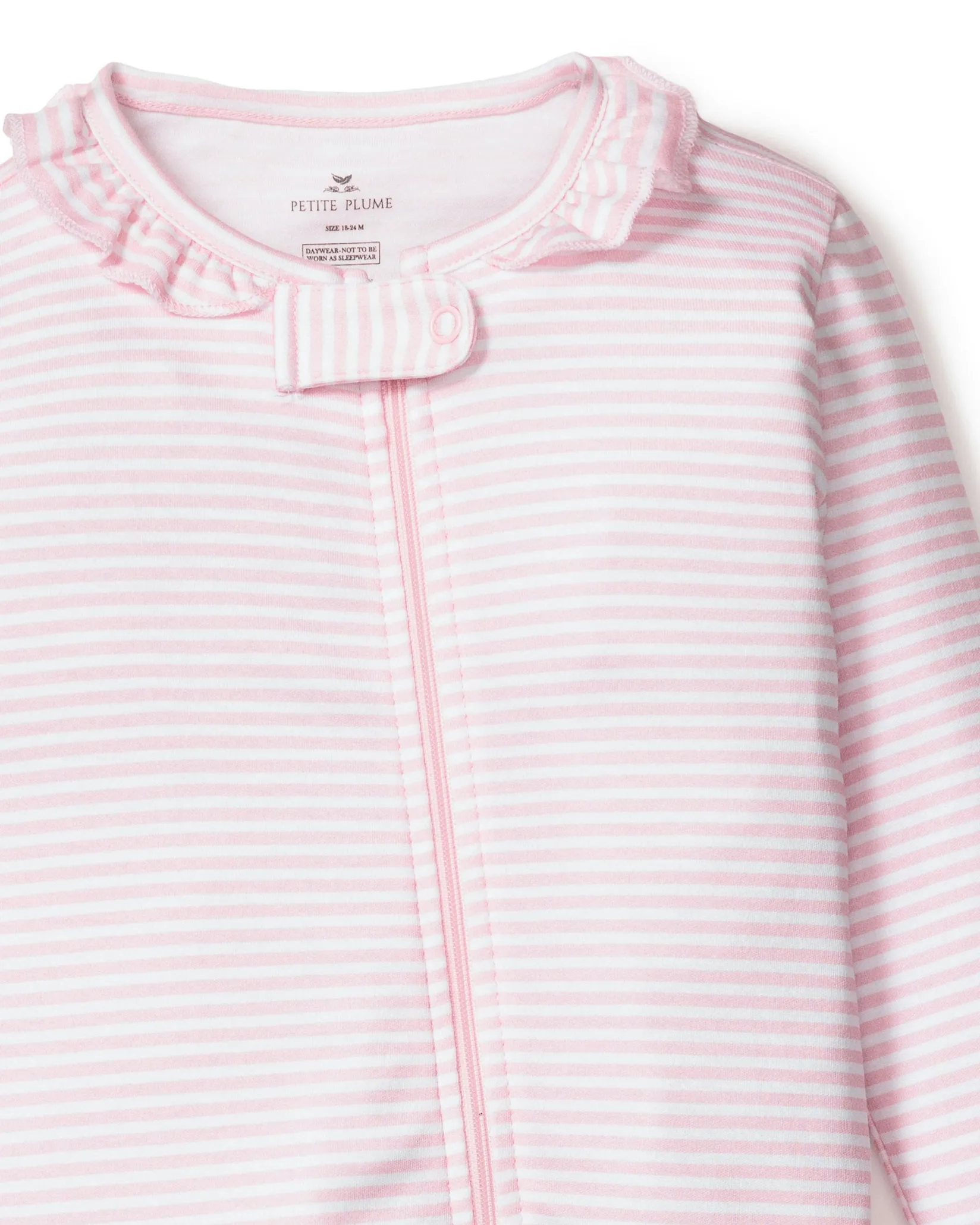 Petite Plume Baby's Pima Ruffle Collar Romper in Cherry Orchard