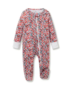 Petite Plume Baby's Pima Ruffle Collar Romper in Fleurs des Bois