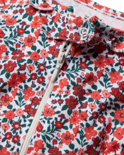 Petite Plume Baby's Pima Ruffle Collar Romper in Fleurs des Bois