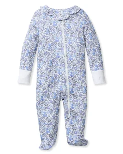 Petite Plume Baby's Pima Ruffle Collar Romper in Fleurs des Bois