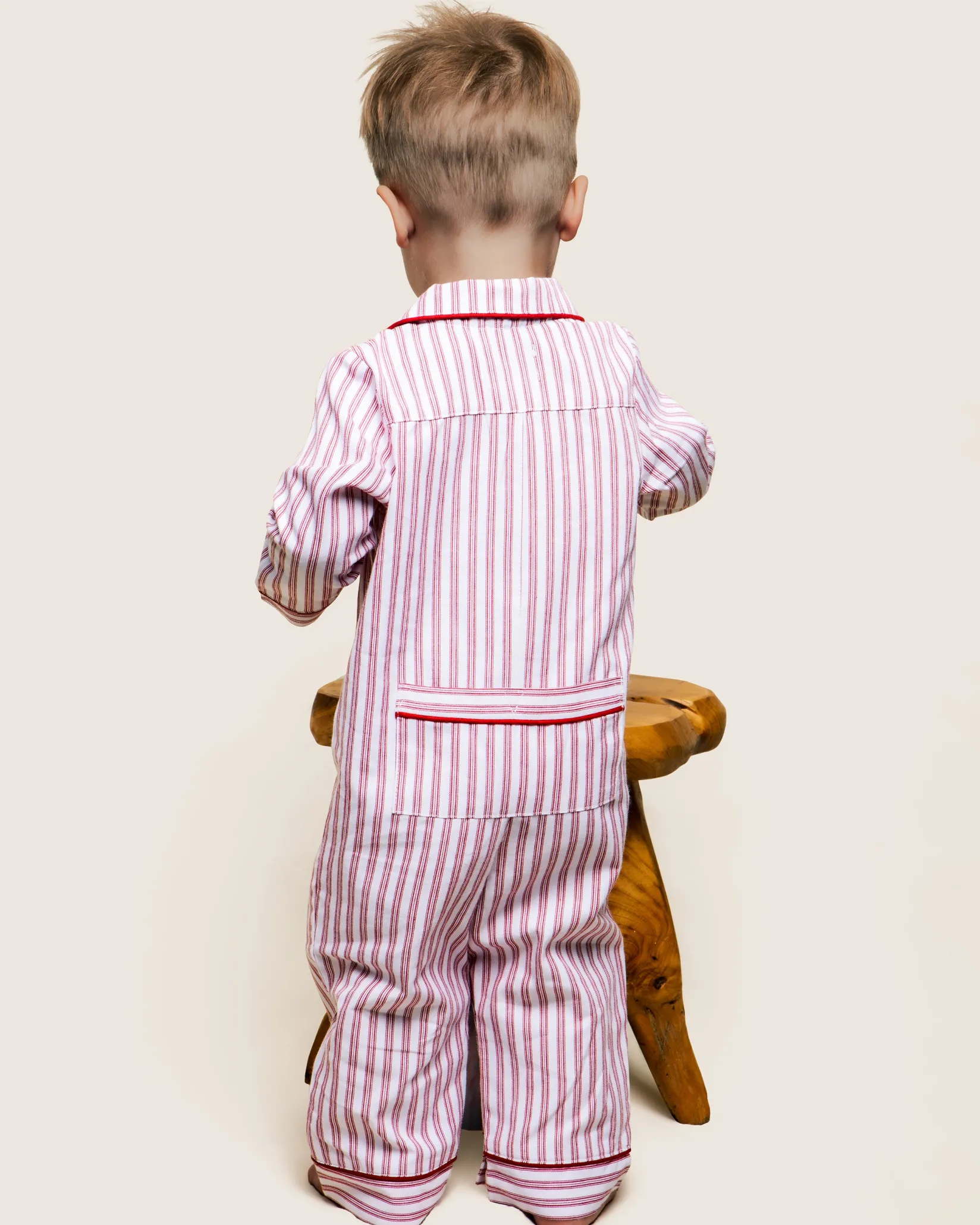 Petite Plume Baby's Twill Romper in Antique Red Ticking
