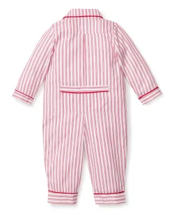 Petite Plume Baby's Twill Romper in Antique Red Ticking