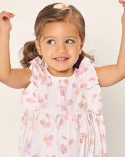 Petite Plume Baby's Twill Ruffled Romper in Seashell Splendor