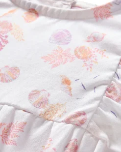 Petite Plume Baby's Twill Ruffled Romper in Seashell Splendor