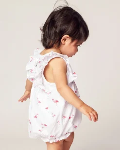 Petite Plume Baby's Twill Ruffled Romper in Seashell Splendor