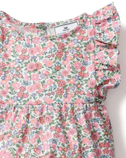 Petite Plume Baby's Twill Ruffled Romper in Fleur D'Azur