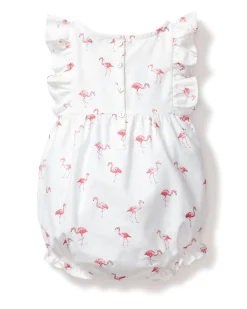 Petite Plume Baby's Twill Ruffled Romper in Flamingos