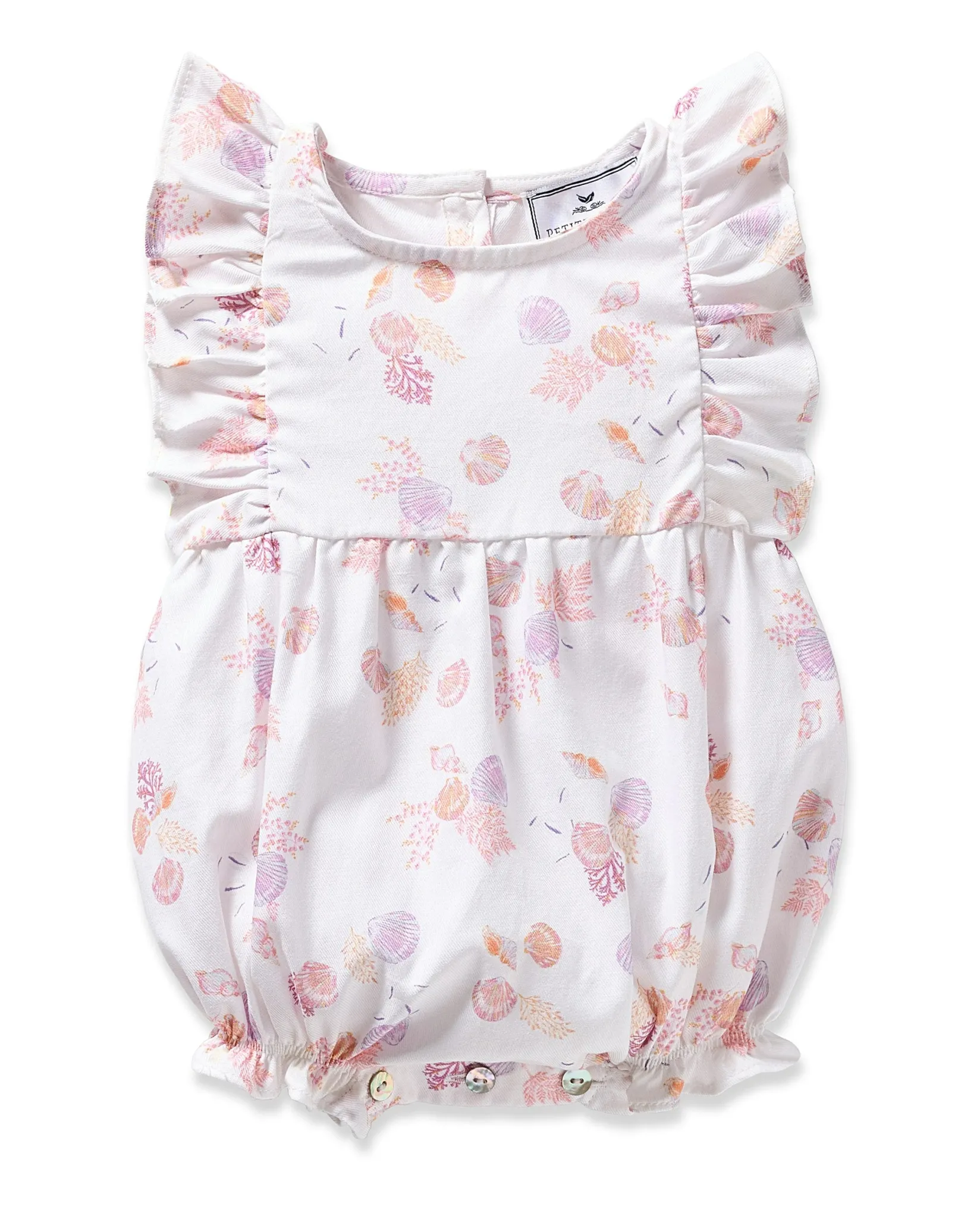 Petite Plume Baby's Twill Ruffled Romper in Flamingos