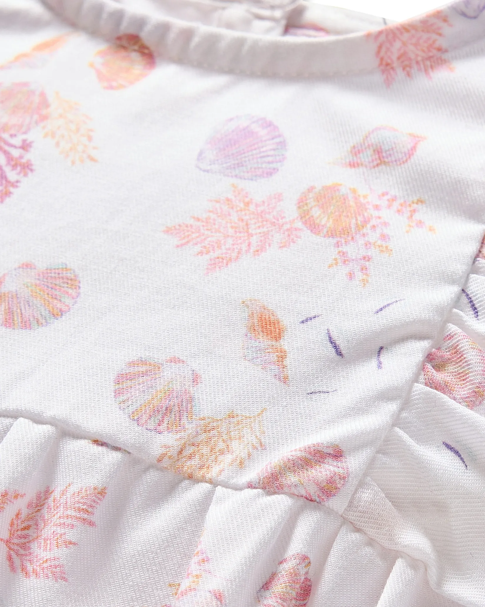 Petite Plume Baby's Twill Ruffled Romper in Flamingos