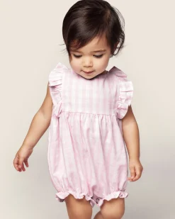 Petite Plume Baby's Twill Ruffled Romper in Pink Gingham
