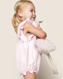 Petite Plume Baby's Twill Ruffled Romper in Pink Gingham