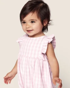 Petite Plume Baby's Twill Ruffled Romper in Pink Gingham