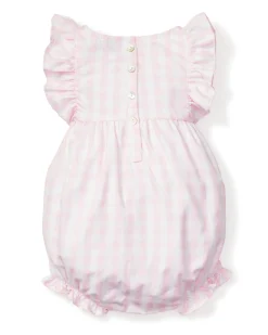 Petite Plume Baby's Twill Ruffled Romper in Pink Gingham