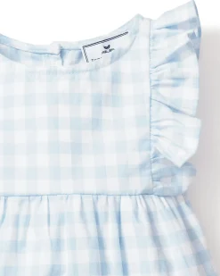Petite Plume Baby's Twill Ruffled Romper in Navy Gingham