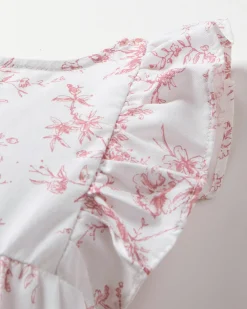 Petite Plume Baby's Twill Ruffled Romper in Pink Timeless Toile