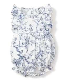 Petite Plume Baby's Twill Ruffled Romper in Pink Timeless Toile