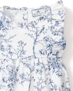 Petite Plume Baby's Twill Ruffled Romper in Pink Timeless Toile