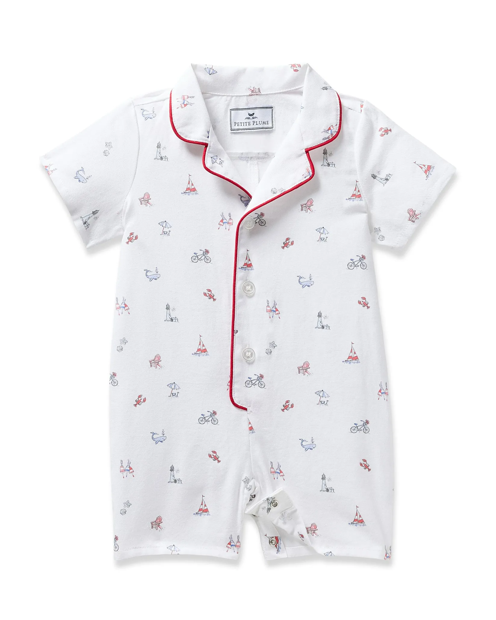 Petite Plume Baby's Twill Summer Romper in Coastal Charms