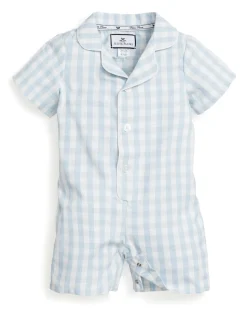 Petite Plume Baby's Twill Summer Romper in Light Blue Gingham