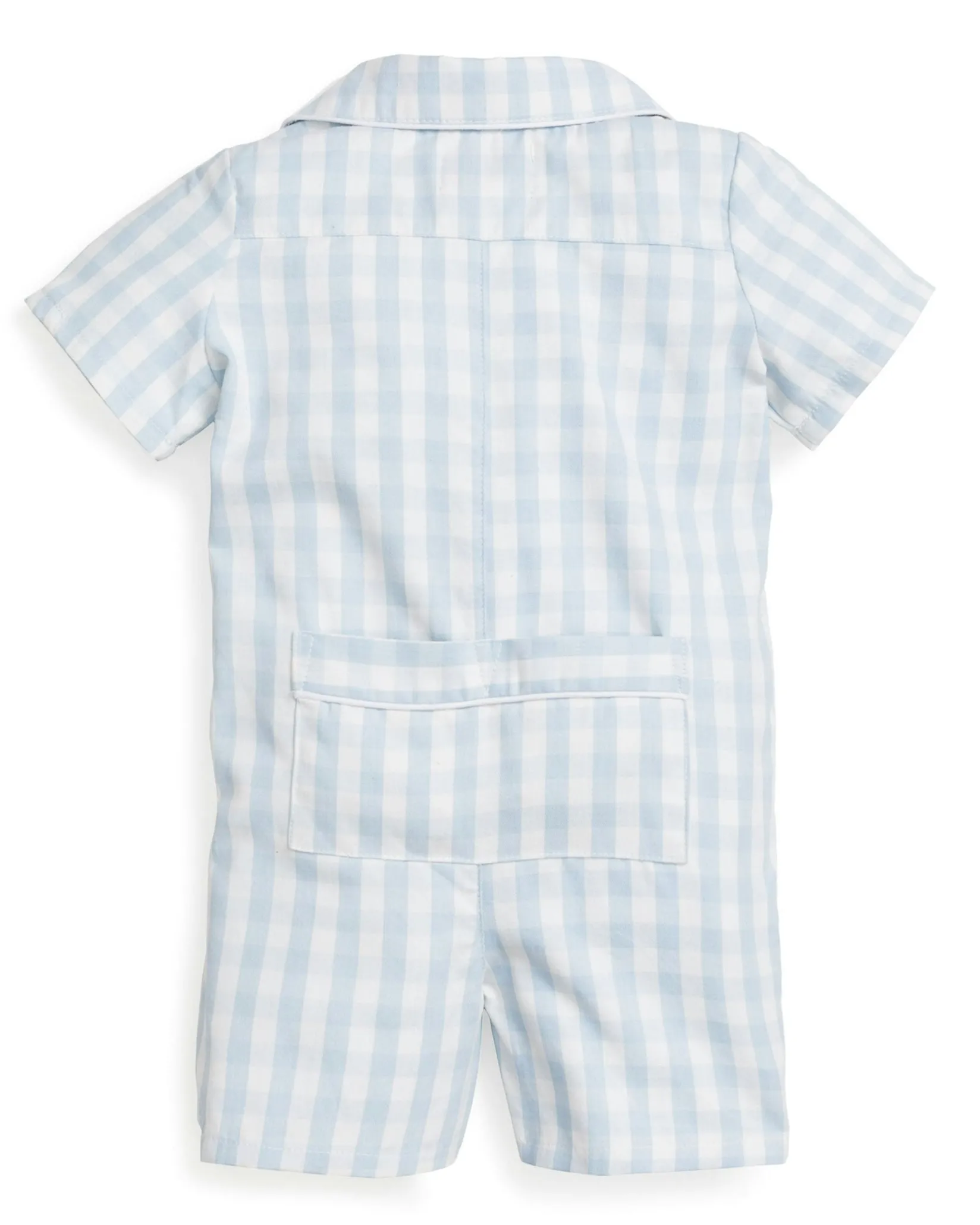 Petite Plume Baby's Twill Summer Romper in Light Blue Gingham