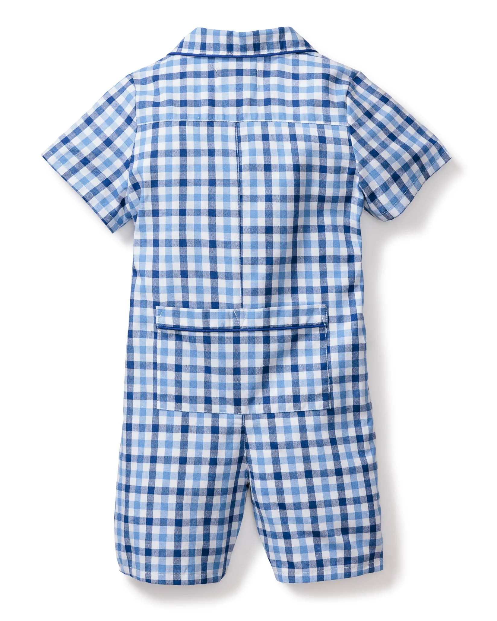Petite Plume Baby's Twill Summer Romper in Light Blue Gingham