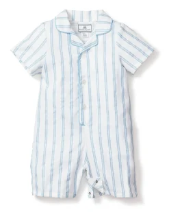 Petite Plume Baby's Twill Summer Romper in Periwinkle and White Stripe