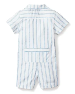Petite Plume Baby's Twill Summer Romper in Periwinkle and White Stripe