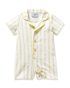 Petite Plume Baby's Twill Summer Romper in Periwinkle and White Stripe