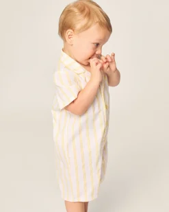 Petite Plume Baby's Twill Summer Romper in Periwinkle and White Stripe