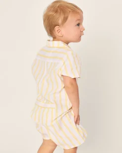 Petite Plume Baby's Twill Summer Romper in Sunny Stripe